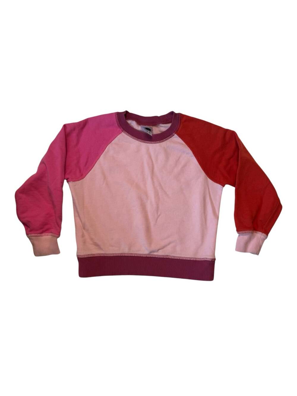 HANNA ANDERSSON Colorblock Pullover Terry Sweatshirt Sz 5 110 Girls Pink Orange